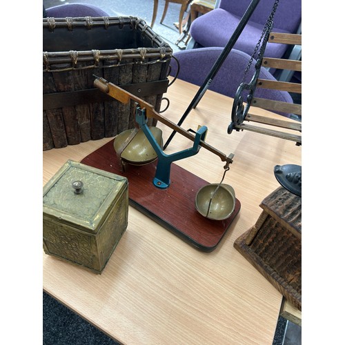 158 - Selection of collectables includes scales, swing, basket etc