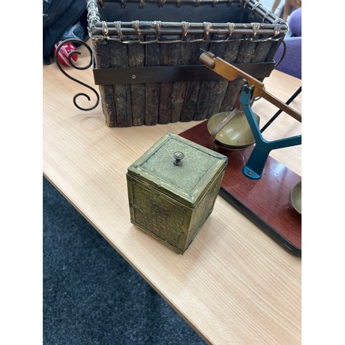 158 - Selection of collectables includes scales, swing, basket etc