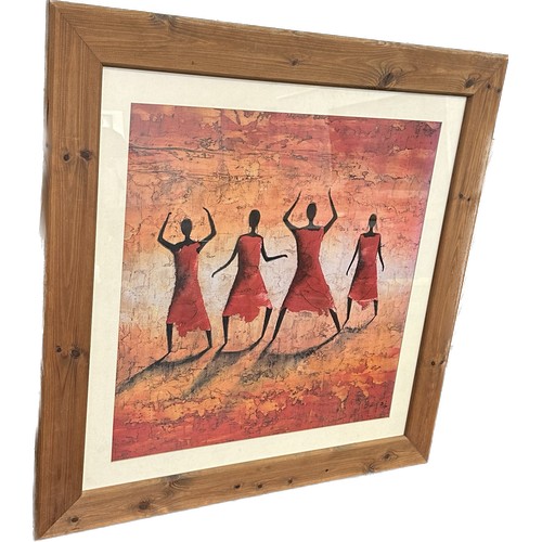 181 - Large framed dancing print, frame measures approximately 38 inches by 38 inches