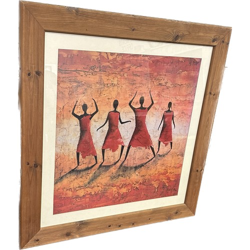 181 - Large framed dancing print, frame measures approximately 38 inches by 38 inches