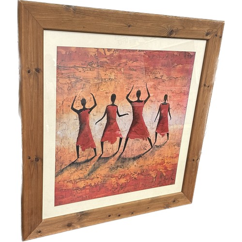 181 - Large framed dancing print, frame measures approximately 38 inches by 38 inches