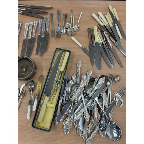 215 - Large selection of silver plated cutlery etc