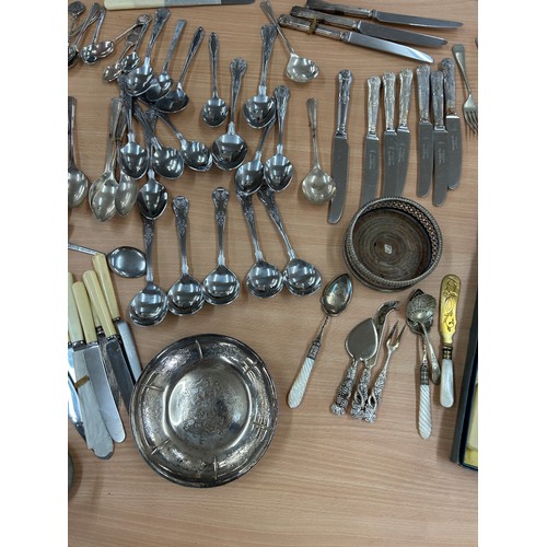 215 - Large selection of silver plated cutlery etc