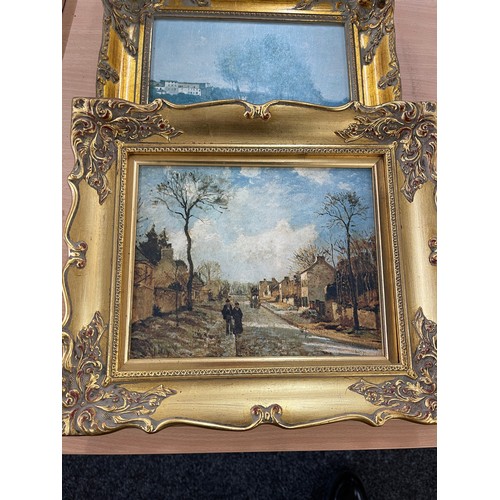 56 - 3 Gilt framed prints largest measures approximately 12 inches tall 14 inches wide