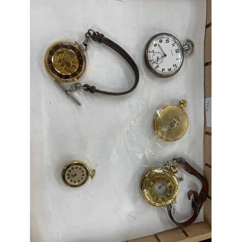 492 - Large selection of vintage and later pocket watches includes Cyma Military pocket watch, Thomas Russ... 