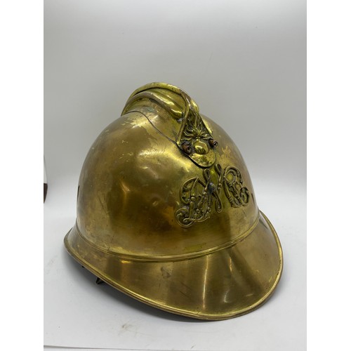 141A - Vintage French brass Fireman's helmet