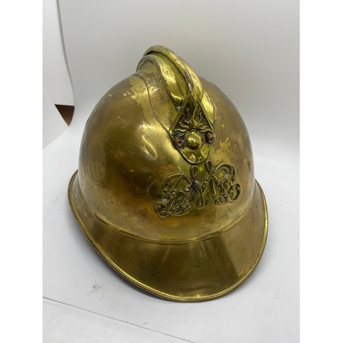 141A - Vintage French brass Fireman's helmet