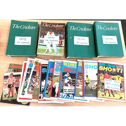 232 - Selection of vintage cricket and shoot football magazines 1970's