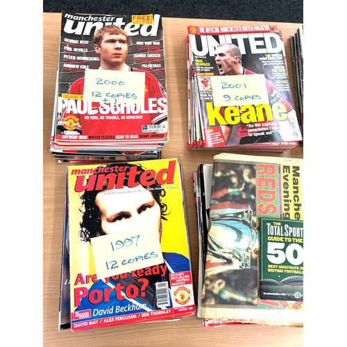 282 - Large selection of Manchester United magazines, news papers from the 90's and early 2000's