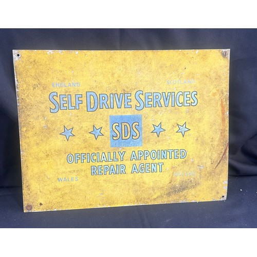 94 - Vintage ' Self Drive Service SDS repair agent' metal sign measures approx 14 x 12 inches