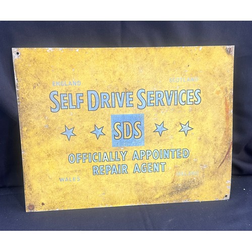 94 - Vintage ' Self Drive Service SDS repair agent' metal sign measures approx 14 x 12 inches