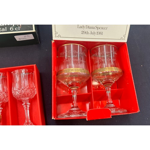 41 - Commemorative Prince Charles and Lady Diana goblets and a set of 6 Crystal D'Arques lead crystal gla... 