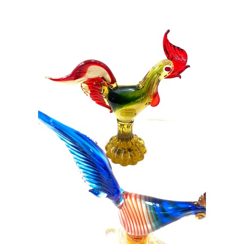 5 - Selection of coloured glass chicken and clown possibly Murano, a/f