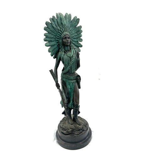 82 - Red Indian cold painted metal figure signed Marlo, height approximately 18 inches tall