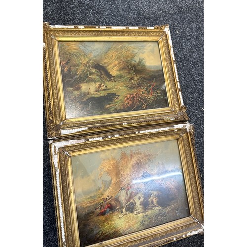 9 - Pair of Victorian animal scene prints measures approximately  18 inches wide 13 inches tall