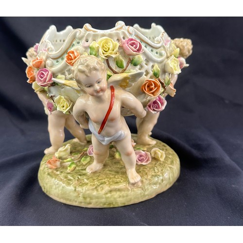 1 - Small Meissen style cherub bowl, Height 7 inches, diameter 8 inches