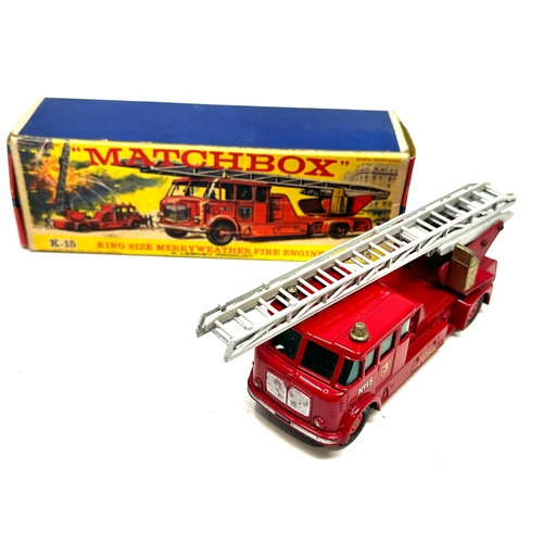 543 - Lesney Matchbox King Size K-15 Merryweather Fire Engine Darker Red with Box