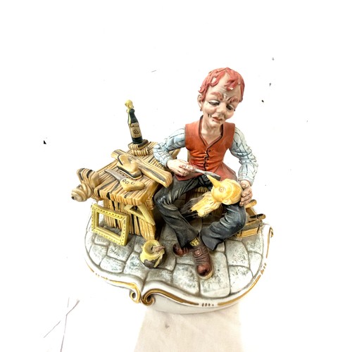 13 - Signed Capodimonte Pinocchio maker figure measures approx 8 inches tall, 10 wide, 8 deep