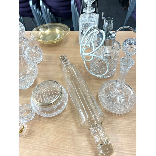 279 - Selection of glassware to include decanters, lamp etc