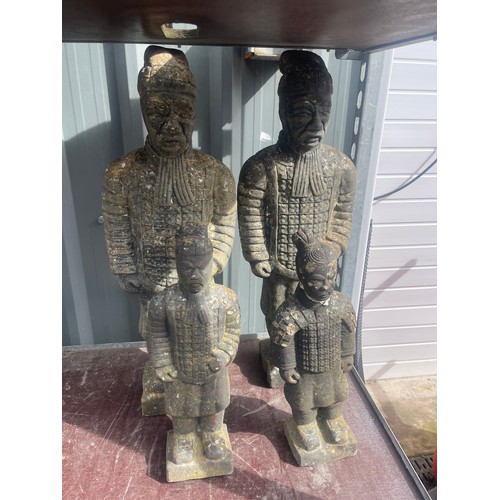 100T - Set of 4 Oriental Garden statues height approximately 24 inches