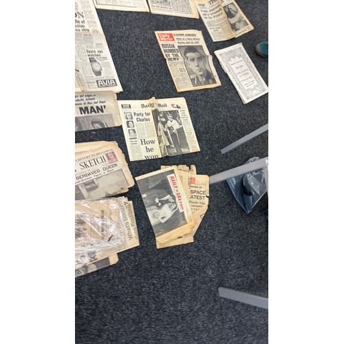 240 - Vintage original newspapers on ' Man on the Moon' , ' Coronation' 1969 daily mirror etc