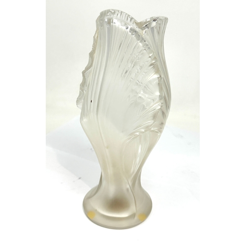 549 - Lalique France Crystal Iris Vase measures approx height approx 23cm