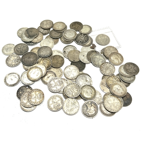 517 - large selection of pre 1920 silver three pence coins