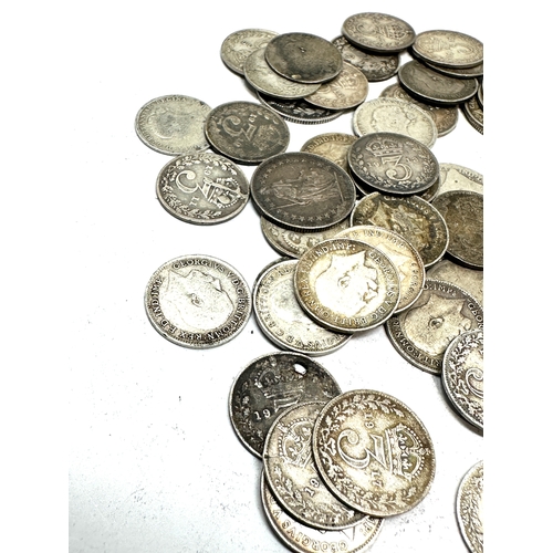 517 - large selection of pre 1920 silver three pence coins