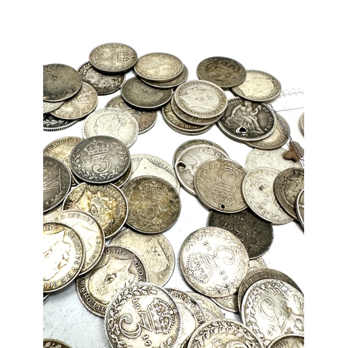 517 - large selection of pre 1920 silver three pence coins