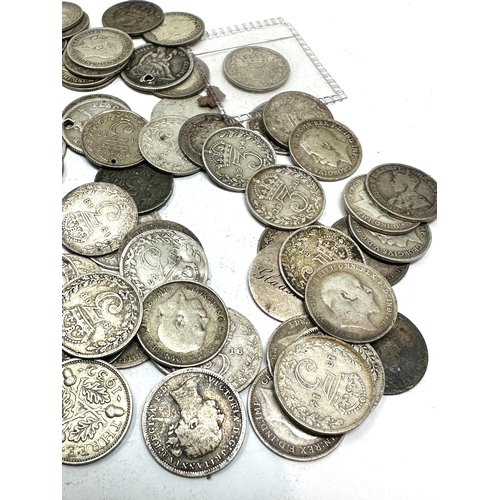 517 - large selection of pre 1920 silver three pence coins