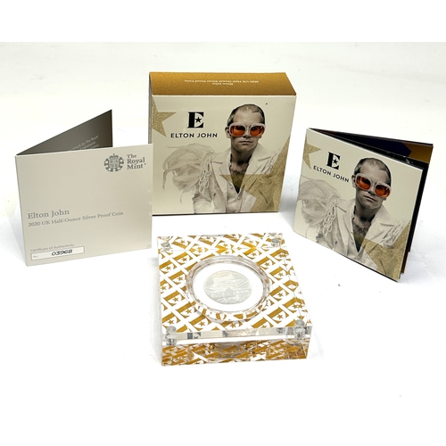 520 - Elton John 2020 UK Half Ounce Silver Proof Coin Royal Mint