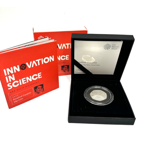 521 - Innovation In Science Rosalind Franklin 50p Silver proof coin boxed c.o.a