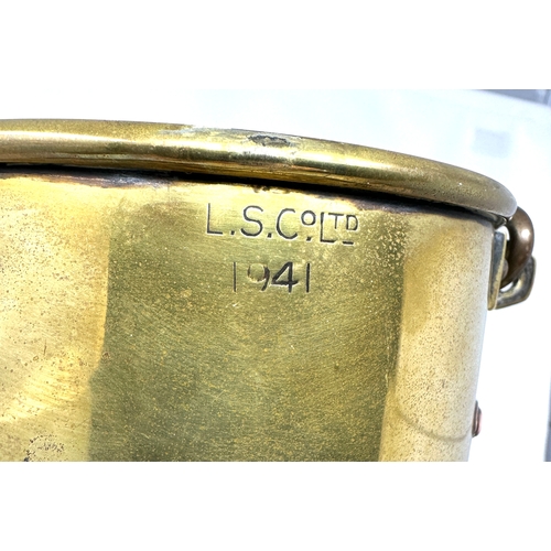 567 - Large Circa 1941 Brass Lantern Named L.S.Co Ltd 1941 measures approx 41cm tall