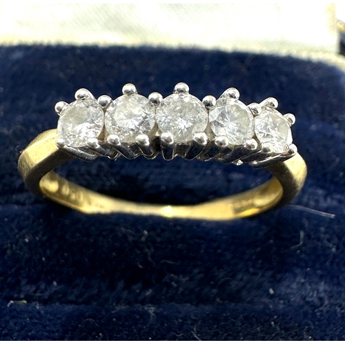 90 - 18ct gold 5 stone diamond ring 0.50 ct diamonds weight 3.3g