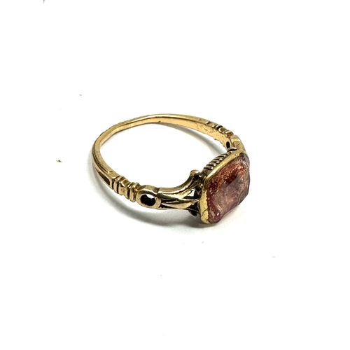 91 - Antique gold georgian pink garnet ring weight 2.7g