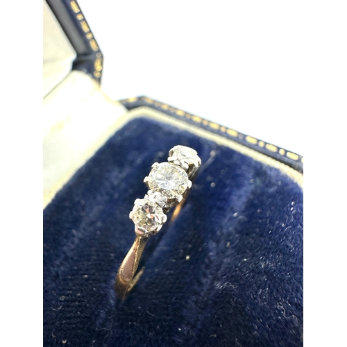 93 - Antique 18ct gold 3 stone diamond ring weight 1.4g