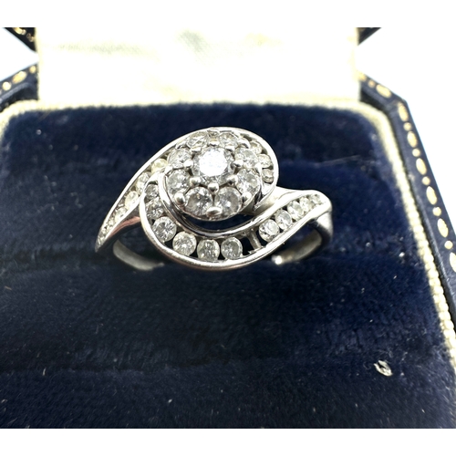 107 - 9ct white gold diamond ring 0.50ct diamonds weight 1.8g will need replacement small diamond