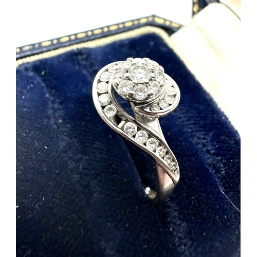 107 - 9ct white gold diamond ring 0.50ct diamonds weight 1.8g will need replacement small diamond