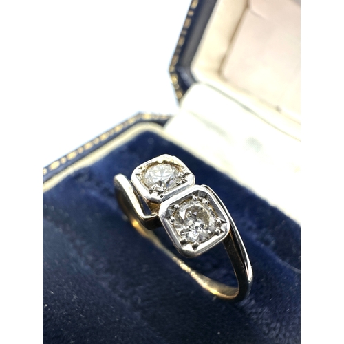 108 - 18ct gold diamond ring set with 2 diamonds each measure approx 4mm est 0.40ct weight 2.6g