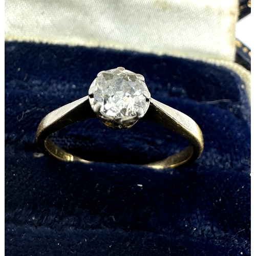 110 - Antique 18ct gold old cut diamond ring diamond measures approx 5.5mm dia est .60 ct weight 2.2g