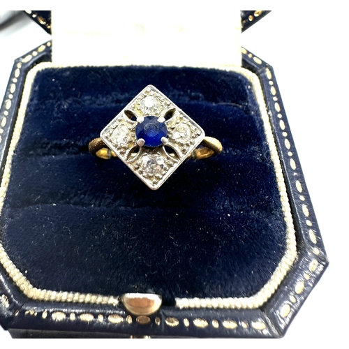 112 - art deco 18ct gold sapphire & diamond ring weight 2.9g