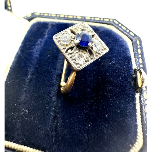 112 - art deco 18ct gold sapphire & diamond ring weight 2.9g