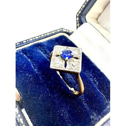 112 - art deco 18ct gold sapphire & diamond ring weight 2.9g