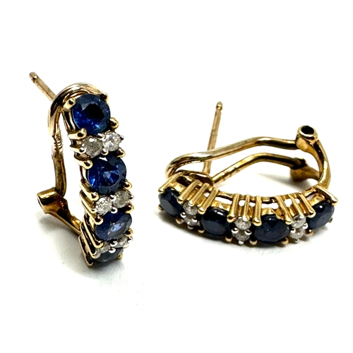 122 - 9ct gold sapphire & diamond earring weight 2.6g