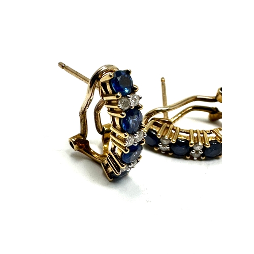 122 - 9ct gold sapphire & diamond earring weight 2.6g