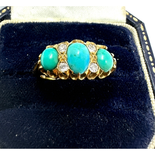 125 - Antique 18ct turquoise & diamond ring weight 5.5g