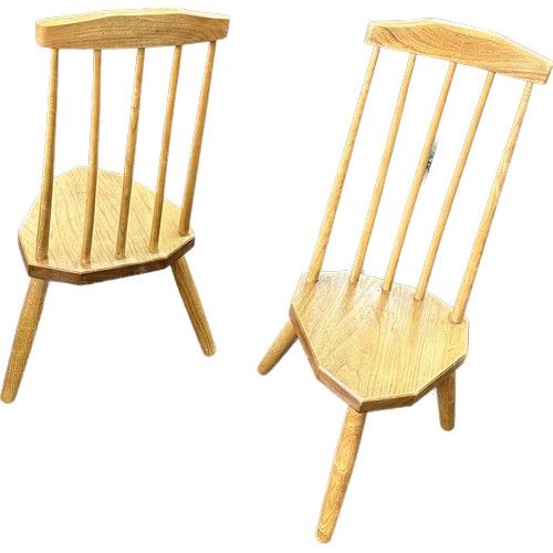 414 - Pair of three legged hall chairs measures approx 31 inches