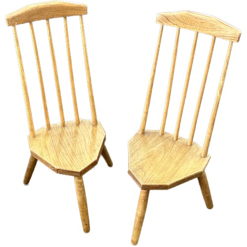 414 - Pair of three legged hall chairs measures approx 31 inches