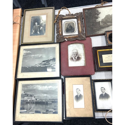 367 - Large selection of framed antique photos largest measures approximately 16 inches by 16 inches