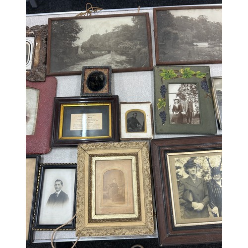 367 - Large selection of framed antique photos largest measures approximately 16 inches by 16 inches